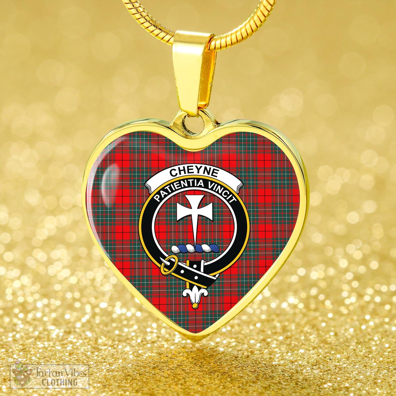 Cheyne Tartan Heart Necklace with Family Crest - Tartan Vibes Clothing