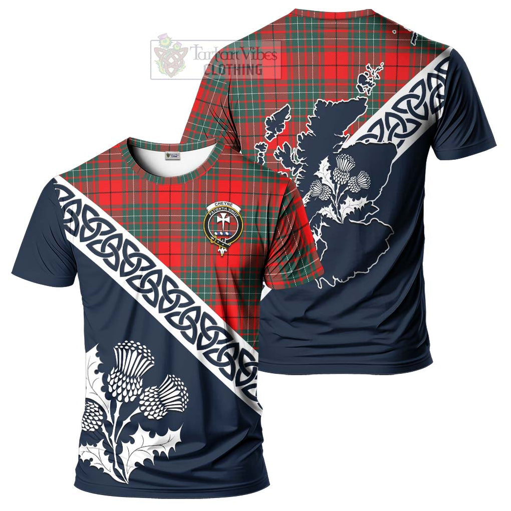 Cheyne Tartan T-Shirt Featuring Thistle and Scotland Map Kid's Shirt - Tartanvibesclothing Store