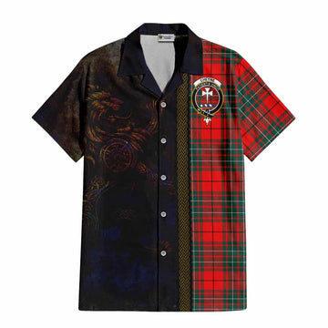 Tartan Vibes Clothing Cheyne Tartan Family Crest Short Sleeve Button Shirt Alba Gu Brath Be Brave Lion Ancient Style