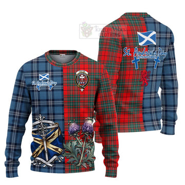Cheyne Tartan Knitted Sweater Happy St. Andrew's Day Half Tartan Style Unisex - Tartan Vibes Clothing