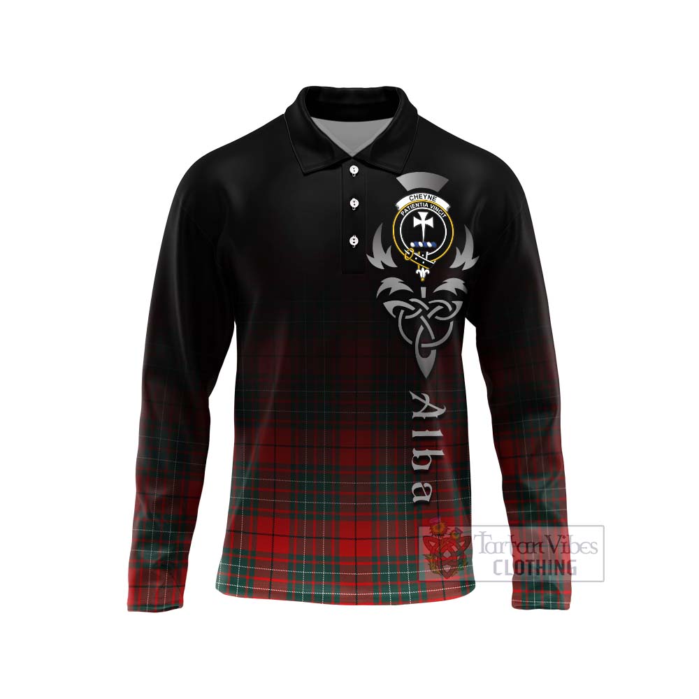 Cheyne Tartan Long Sleeve Polo Shirt Featuring Alba Gu Brath Family Crest Celtic Inspired Unisex - Tartan Vibes Clothing