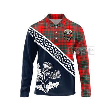 Cheyne Tartan Long Sleeve Polo Shirt Featuring Thistle and Scotland Map Unisex - Tartan Vibes Clothing
