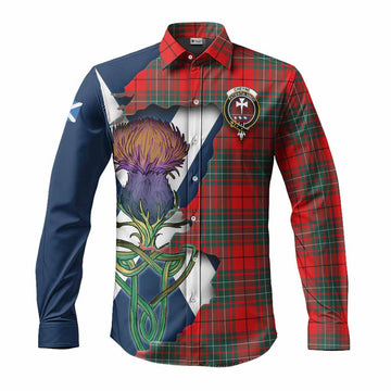 Tartan Vibes Clothing Cheyne Tartan Family Crest Long Sleeve Button Shirt Scottish Thistle Celtic Inspired