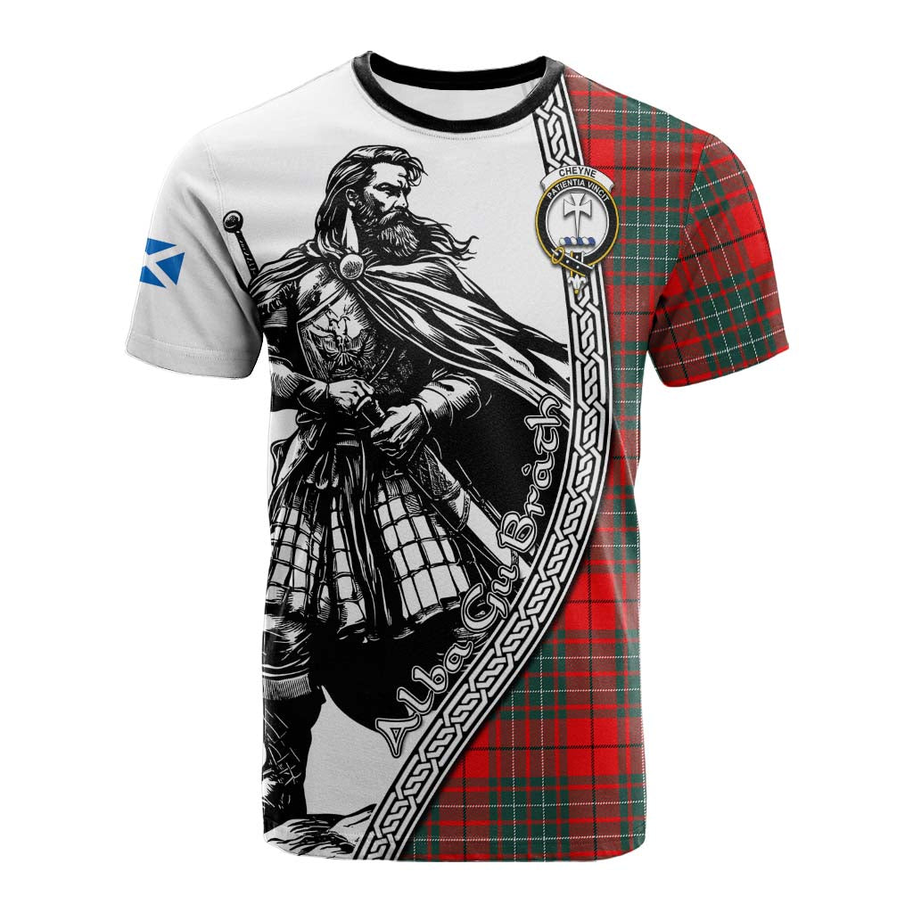 Cheyne Tartan Clan Crest Cotton T-shirt with Highlander Warrior Celtic Style Kid's Shirt - Tartan Vibes Clothing