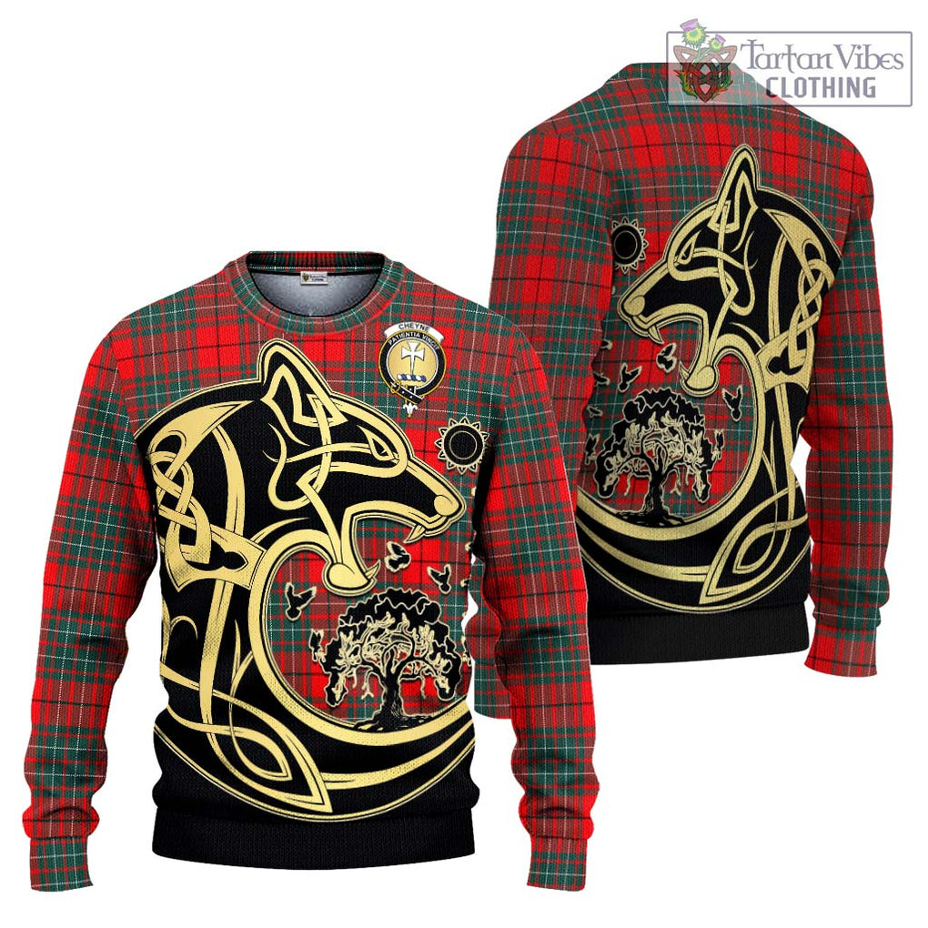 Cheyne Tartan Ugly Sweater with Family Crest Celtic Wolf Style Unisex - Tartan Vibes Clothing