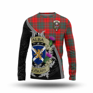 Cheyne Tartan Family Crest Long Sleeve T-Shirt Lion Rampant Royal Thistle Shield Celtic Inspired Unisex - Tartan Vibes Clothing