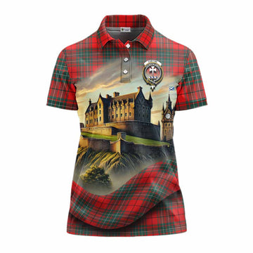 Cheyne Tartan Family Crest Women's Polo Shirt with Scottish Ancient Castle Style Women - Tartan Vibes Clothing