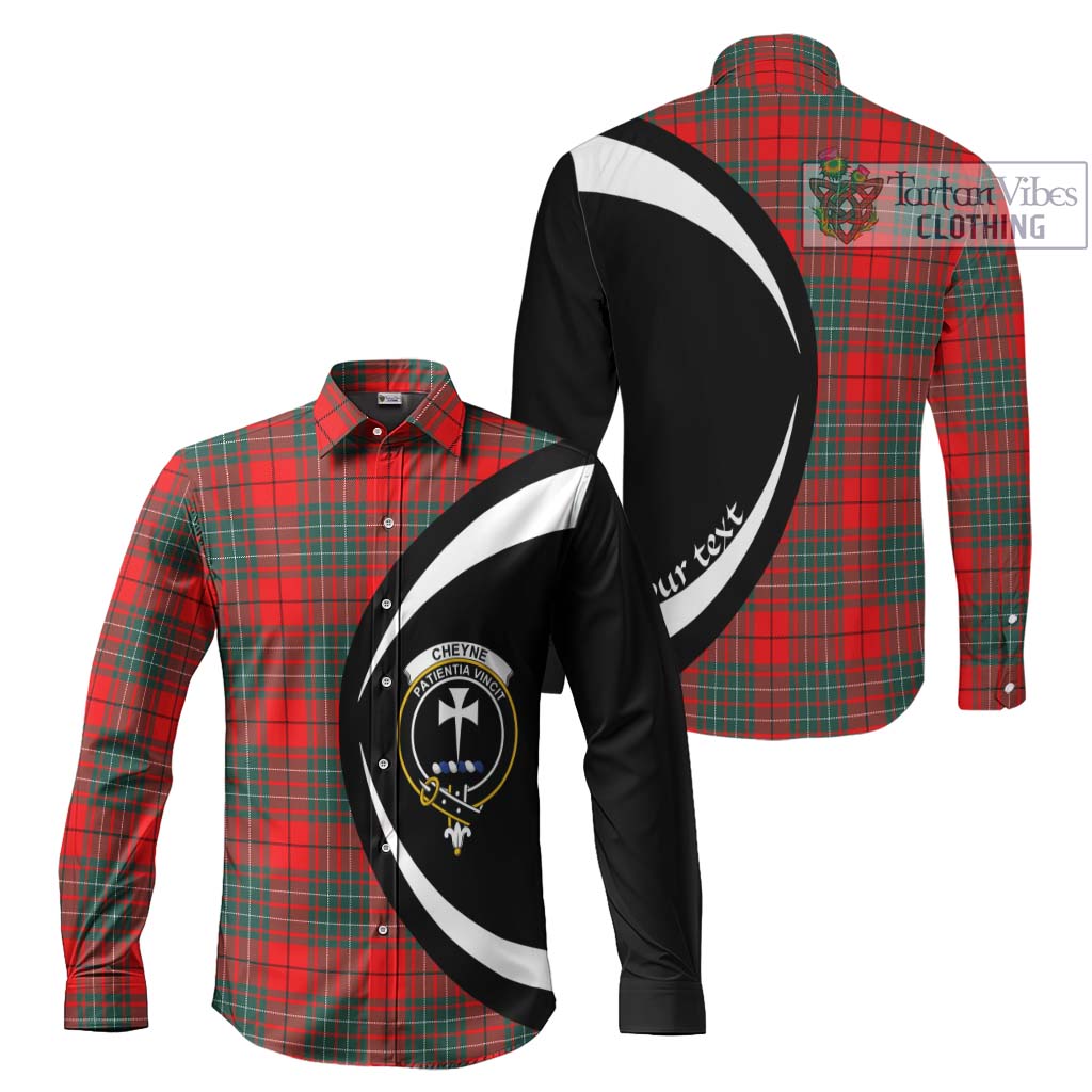 Cheyne Tartan Long Sleeve Button Up with Family Crest Circle Style Men's Shirt S - Tartan Vibes Clothing