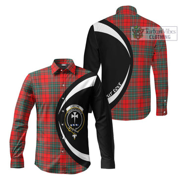 Cheyne Tartan Long Sleeve Button Up with Family Crest Circle Style Men's Shirt S - Tartan Vibes Clothing