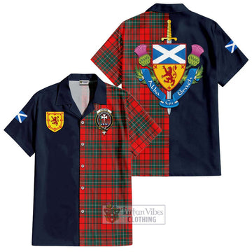 Cheyne Tartan Hawaiian Shirt Alba with Scottish Lion Royal Arm Half Style Kid - Tartan Vibes Clothing
