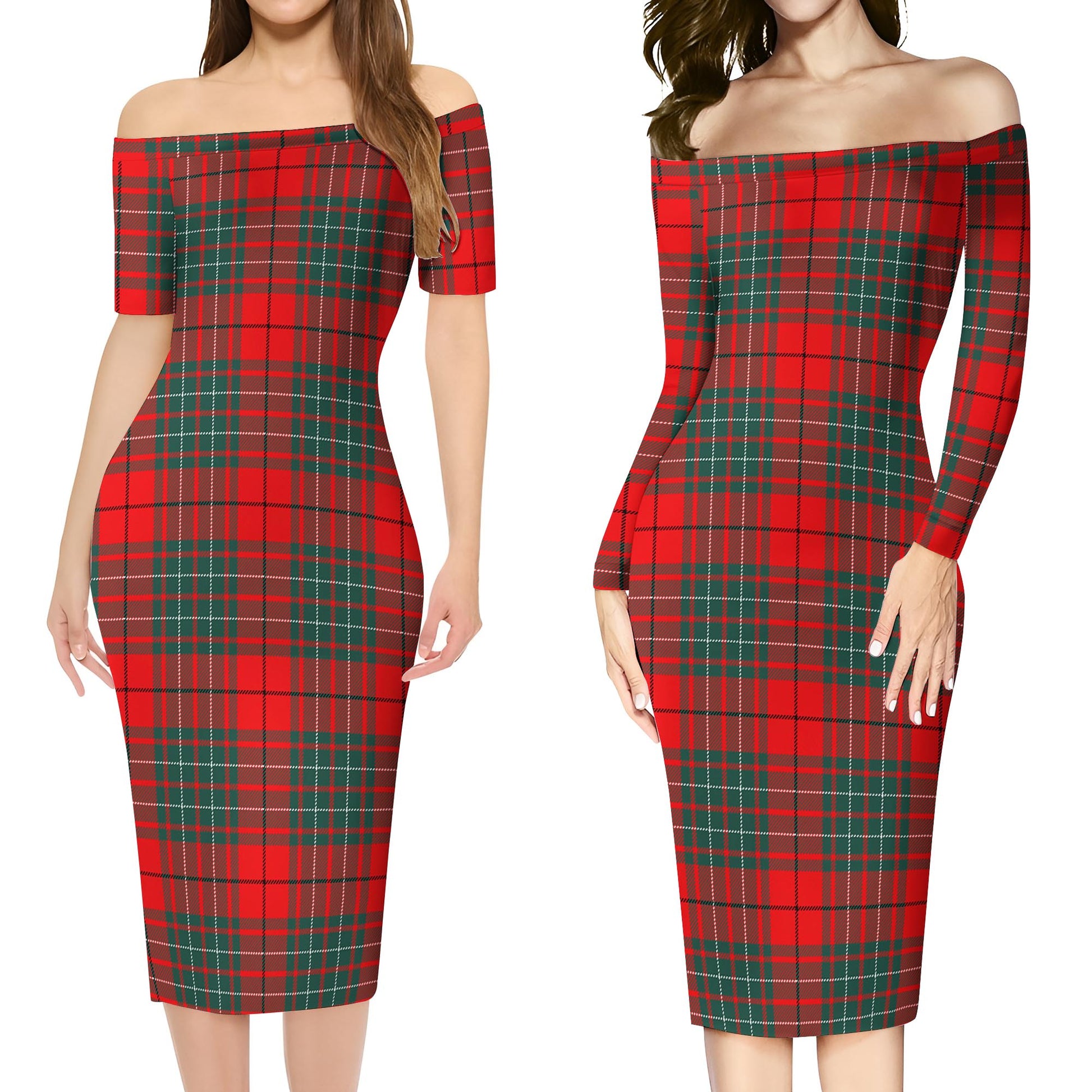 Cheyne Tartan Off Shoulder Lady Dress Women's Dress - Tartan Vibes Clothing