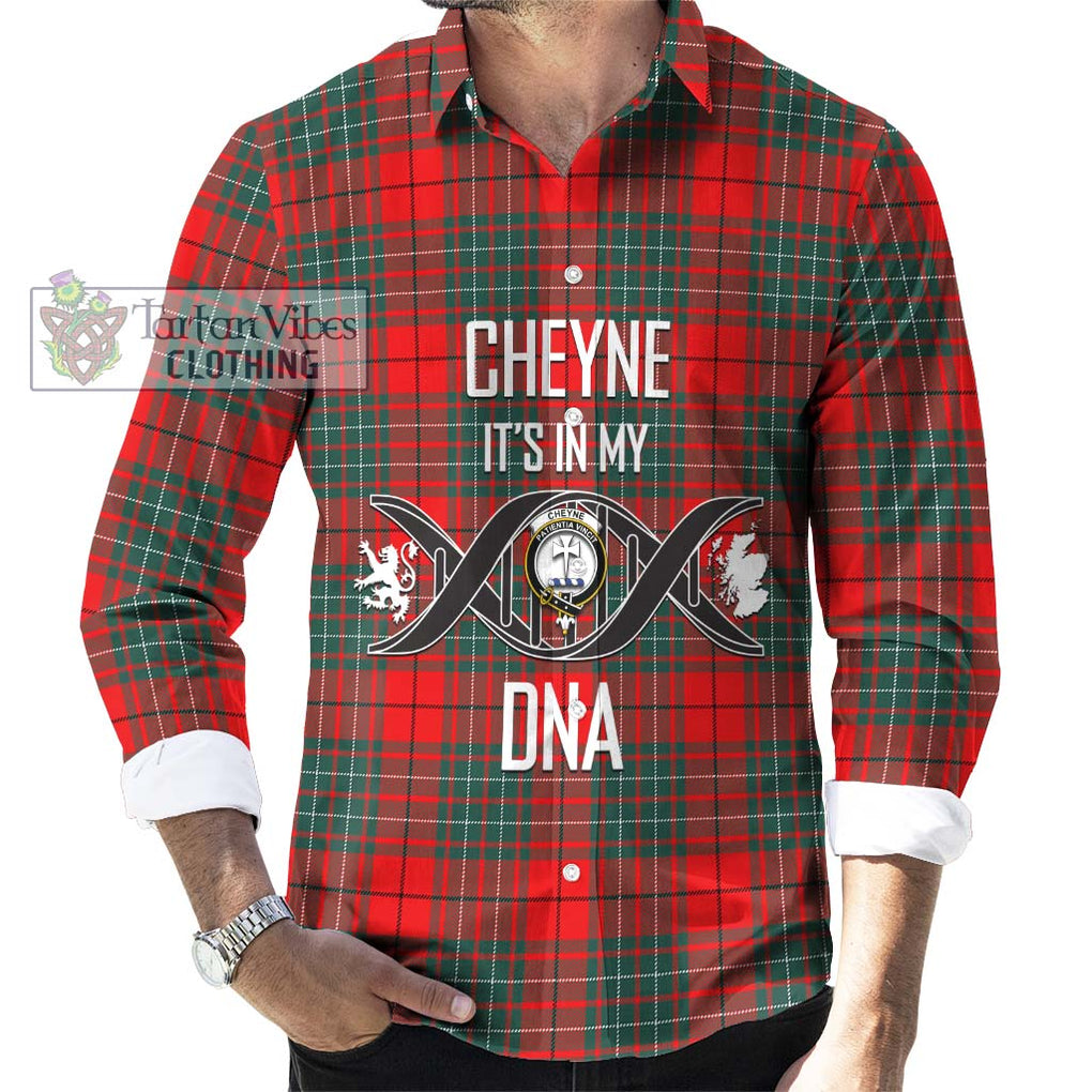 Cheyne Tartan Long Sleeve Button Shirt with Family Crest DNA In Me Style Men's Shirt S - Tartanvibesclothing Shop