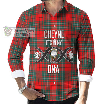 Cheyne Tartan Long Sleeve Button Shirt with Family Crest DNA In Me Style Men's Shirt S - Tartanvibesclothing Shop