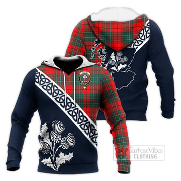 Cheyne Tartan Knitted Hoodie Featuring Thistle and Scotland Map Unisex Knitted Pullover Hoodie - Tartan Vibes Clothing