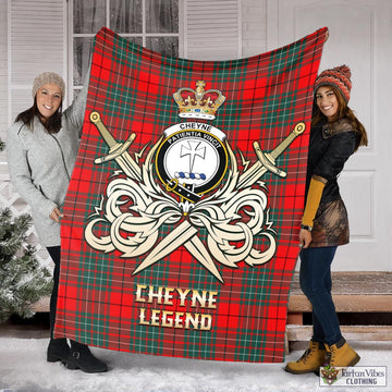 Cheyne Tartan Blanket with Clan Crest and the Golden Sword of Courageous Legacy