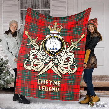 Cheyne Tartan Blanket with Clan Crest and the Golden Sword of Courageous Legacy X-Large 59 x 79 inches 150 x 200 cm - Tartan Vibes Clothing