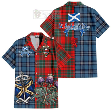 Cheyne Tartan Hawaiian Shirt Happy St. Andrew's Day Half Tartan Style Kid - Tartan Vibes Clothing