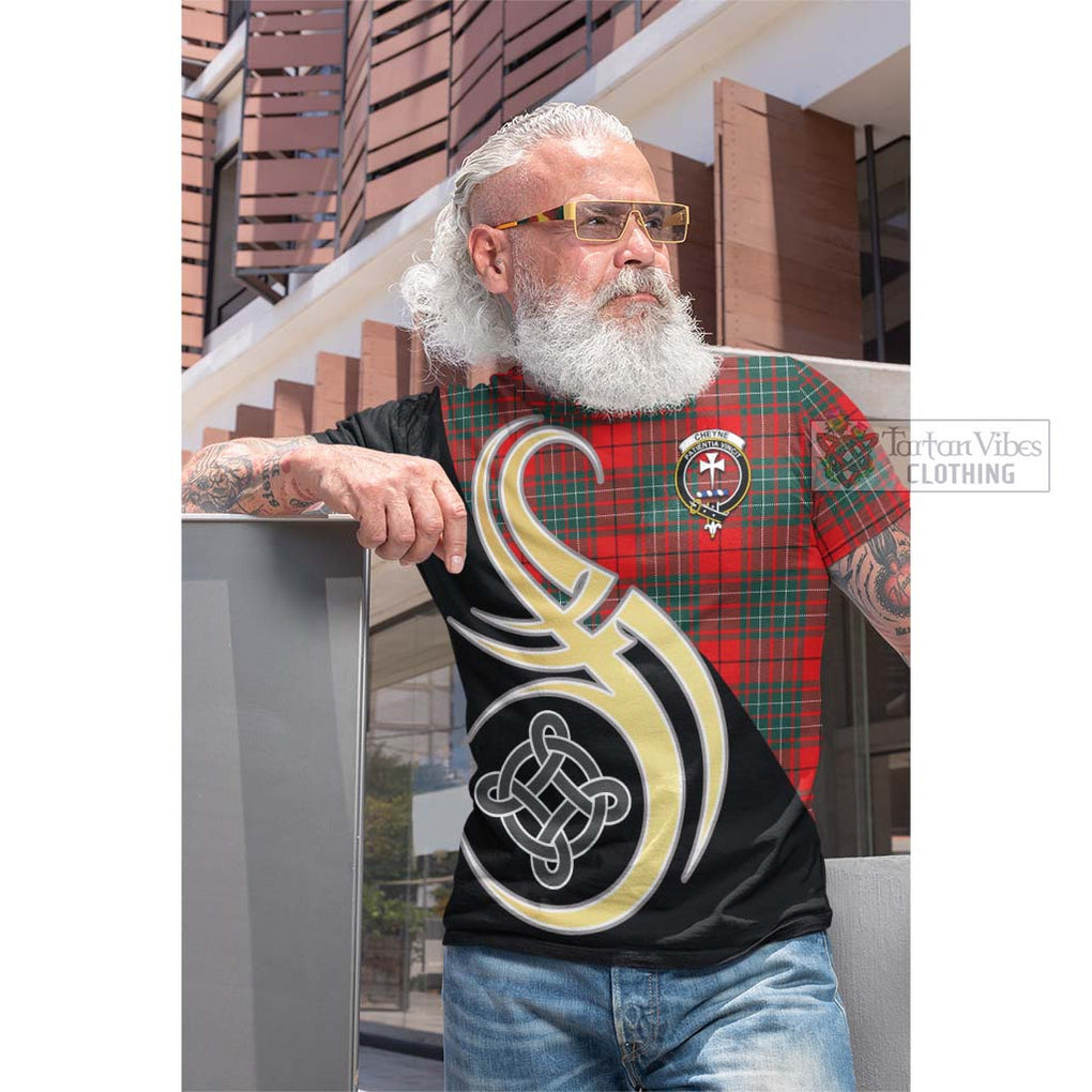 Cheyne Tartan Cotton T-shirt with Family Crest and Celtic Symbol Style Men's Shirt - Tartan Vibes Clothing
