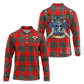 Cheyne Tartan Long Sleeve Polo Shirt with Family Crest Celtic Skull Style Unisex - Tartan Vibes Clothing