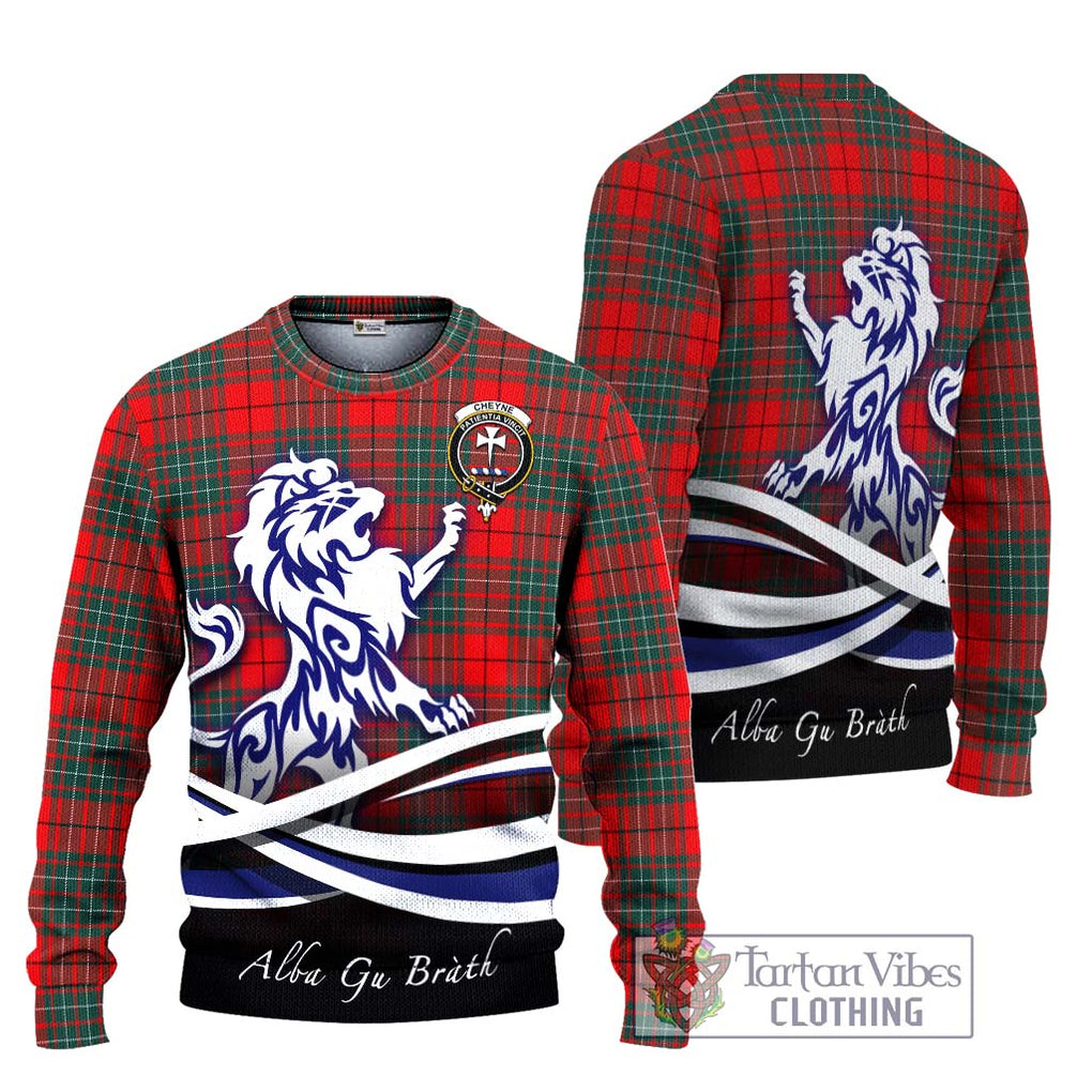 Cheyne Tartan Ugly Sweater with Alba Gu Brath Regal Lion Emblem Unisex - Tartan Vibes Clothing