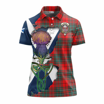 Tartan Vibes Clothing Cheyne Tartan Family Crest Women's Polo Shirt Scottish Thistle Celtic Inspired