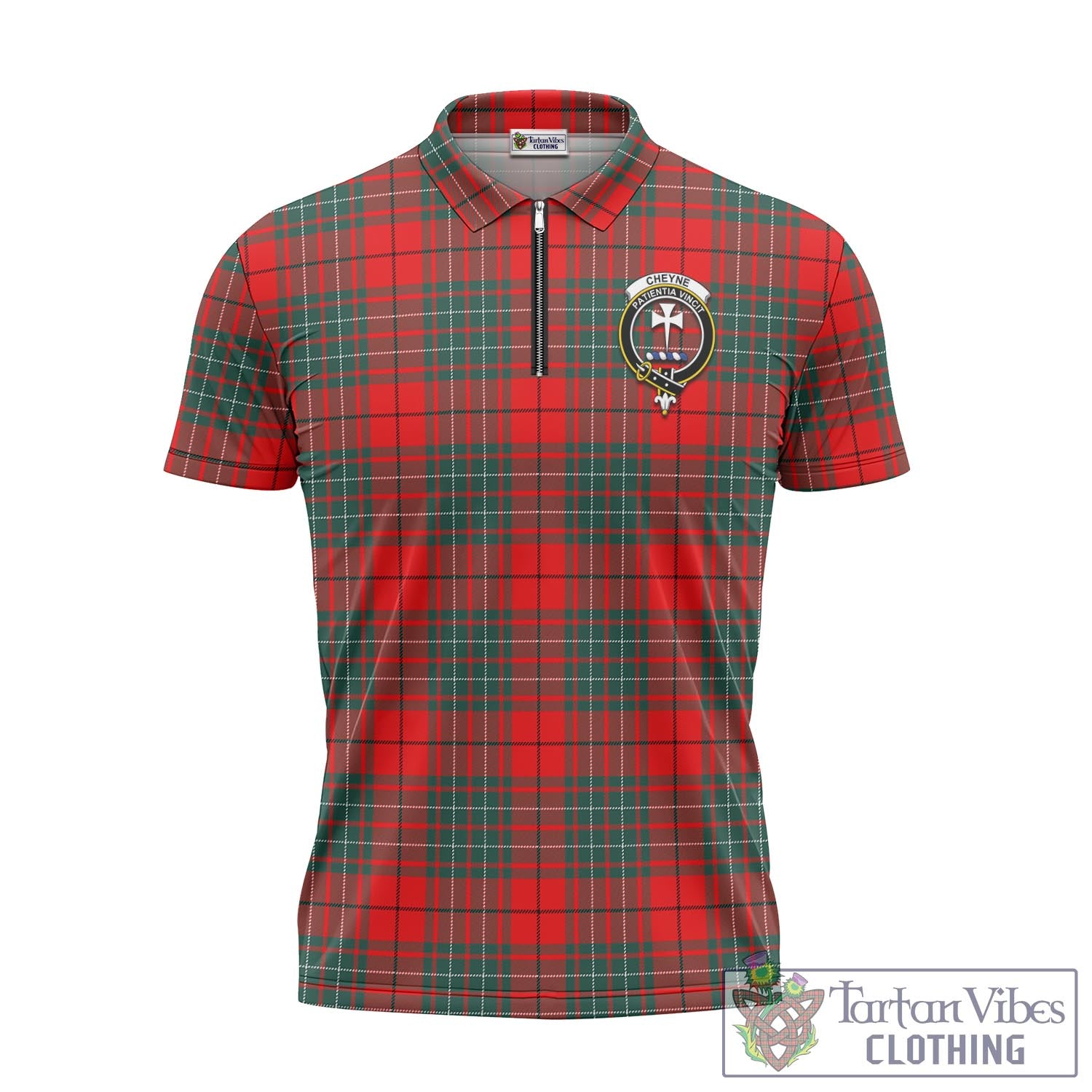 Cheyne Tartan Zipper Polo Shirt with Family Crest Unisex - Tartan Vibes Clothing