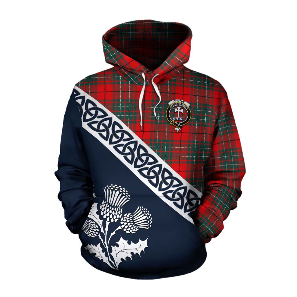 Cheyne Tartan Cotton Hoodie Featuring Thistle and Scotland Map Pullover Hoodie XS - Tartan Vibes Clothing