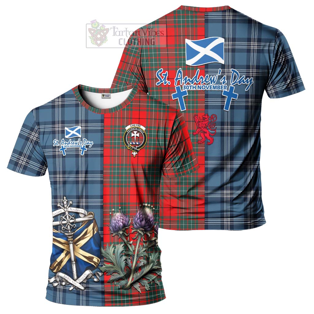 Cheyne Tartan T-Shirt Happy St. Andrew's Day Half Tartan Style Kid's Shirt - Tartan Vibes Clothing