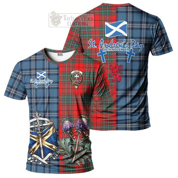 Cheyne Tartan T-Shirt Happy St. Andrew's Day Half Tartan Style Kid's Shirt - Tartan Vibes Clothing