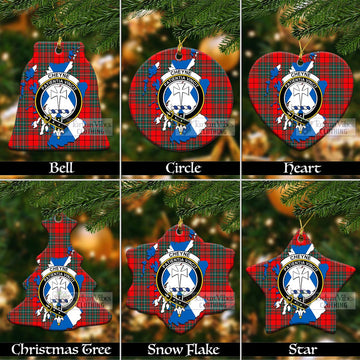 Cheyne Tartan Christmas Ceramic Ornaments with Family Crest and Scotland Map Ceramic - Tartan Vibes Clothing
