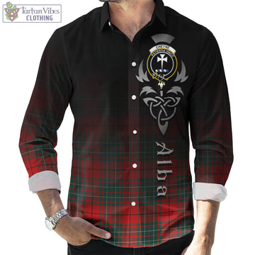 Cheyne Tartan Long Sleeve Button Up Featuring Alba Gu Brath Family Crest Celtic Inspired Men's Shirt - Tartan Vibes Clothing