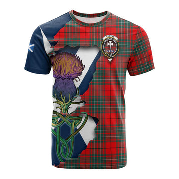 Tartan Vibes Clothing Cheyne Tartan Family Crest Cotton T-shirt Scottish Thistle Celtic Inspired