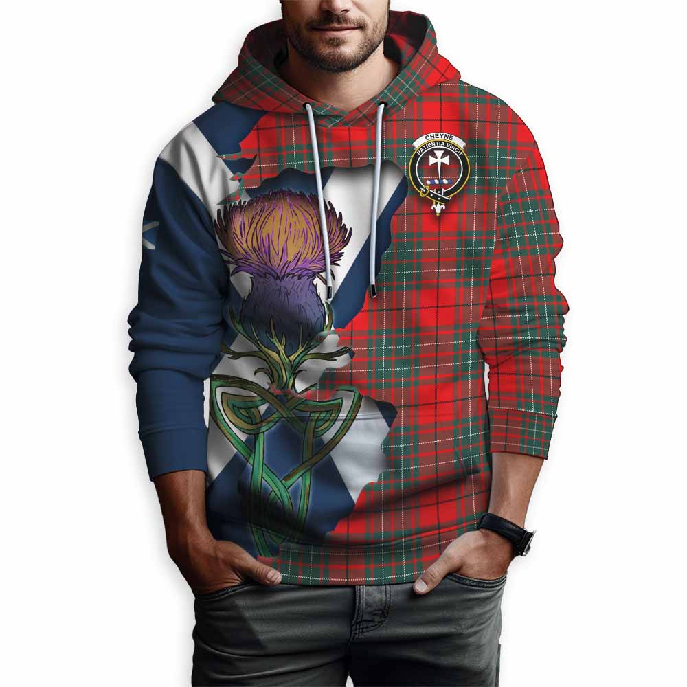 Cheyne Tartan Family Crest Hoodie Scottish Thistle Celtic Inspired Pullover Hoodie - Tartan Vibes Clothing
