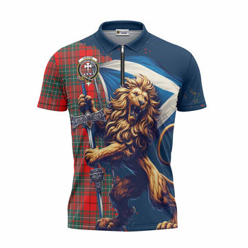 Cheyne Tartan Family Crest Zipper Polo Shirt with Scottish Majestic Lion Unisex - Tartan Vibes Clothing