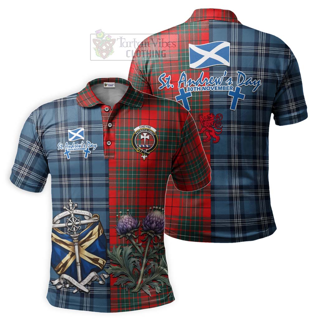 Cheyne Tartan Polo Shirt Happy St. Andrew's Day Half Tartan Style Kid - Tartan Vibes Clothing