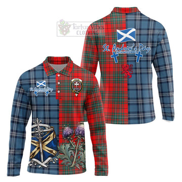Cheyne Tartan Long Sleeve Polo Shirt Happy St. Andrew's Day Half Tartan Style Unisex - Tartan Vibes Clothing