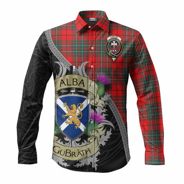Cheyne Tartan Family Crest Long Sleeve Button Shirt Lion Rampant Royal Thistle Shield Celtic Inspired Men's Shirt S - Tartan Vibes Clothing