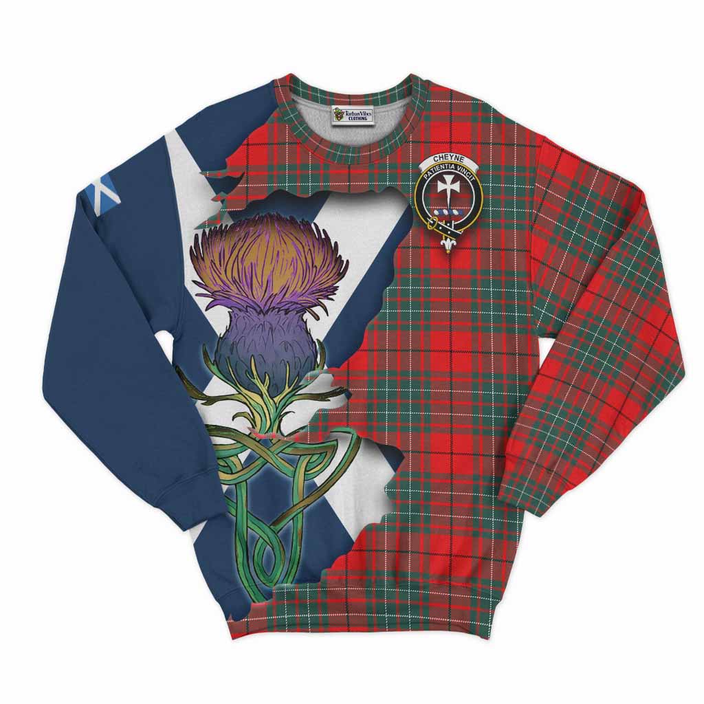 Tartan Vibes Clothing Cheyne Tartan Family Crest Sweatshirt Scottish Thistle Celtic Inspired