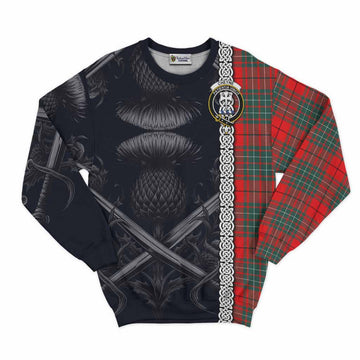 Cheyne Tartan Sweatshirt with Family Crest Cross Sword Thistle Celtic Vibes Unisex - Tartan Vibes Clothing