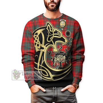 Cheyne Tartan Sweatshirt with Family Crest Celtic Wolf Style Unisex - Tartan Vibes Clothing