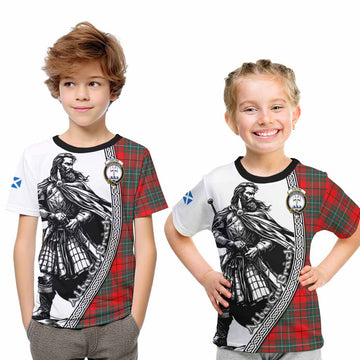 Cheyne Tartan Clan Crest Kid T-Shirt with Highlander Warrior Celtic Style Youth XL Size14 - Tartan Vibes Clothing