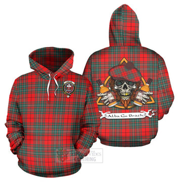Cheyne Tartan Hoodie with Family Crest and Bearded Skull Holding Bottles of Whiskey Zip Hoodie - Tartan Vibes Clothing