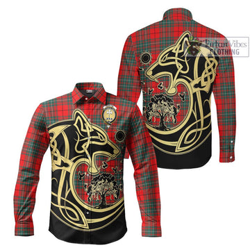 Cheyne Tartan Long Sleeve Button Shirt with Family Crest Celtic Wolf Style Men's Shirt S - Tartan Vibes Clothing