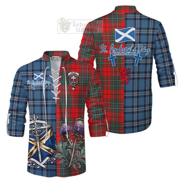 Cheyne Tartan Ghillie Kilt Shirt Happy St. Andrew's Day Half Tartan Style Men - Tartan Vibes Clothing