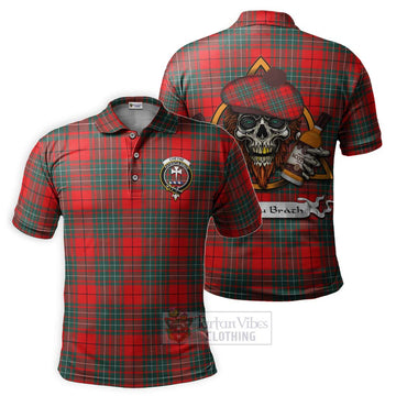 Cheyne Tartan Polo Shirt with Family Crest and Bearded Skull Holding Bottles of Whiskey Kid - Tartan Vibes Clothing