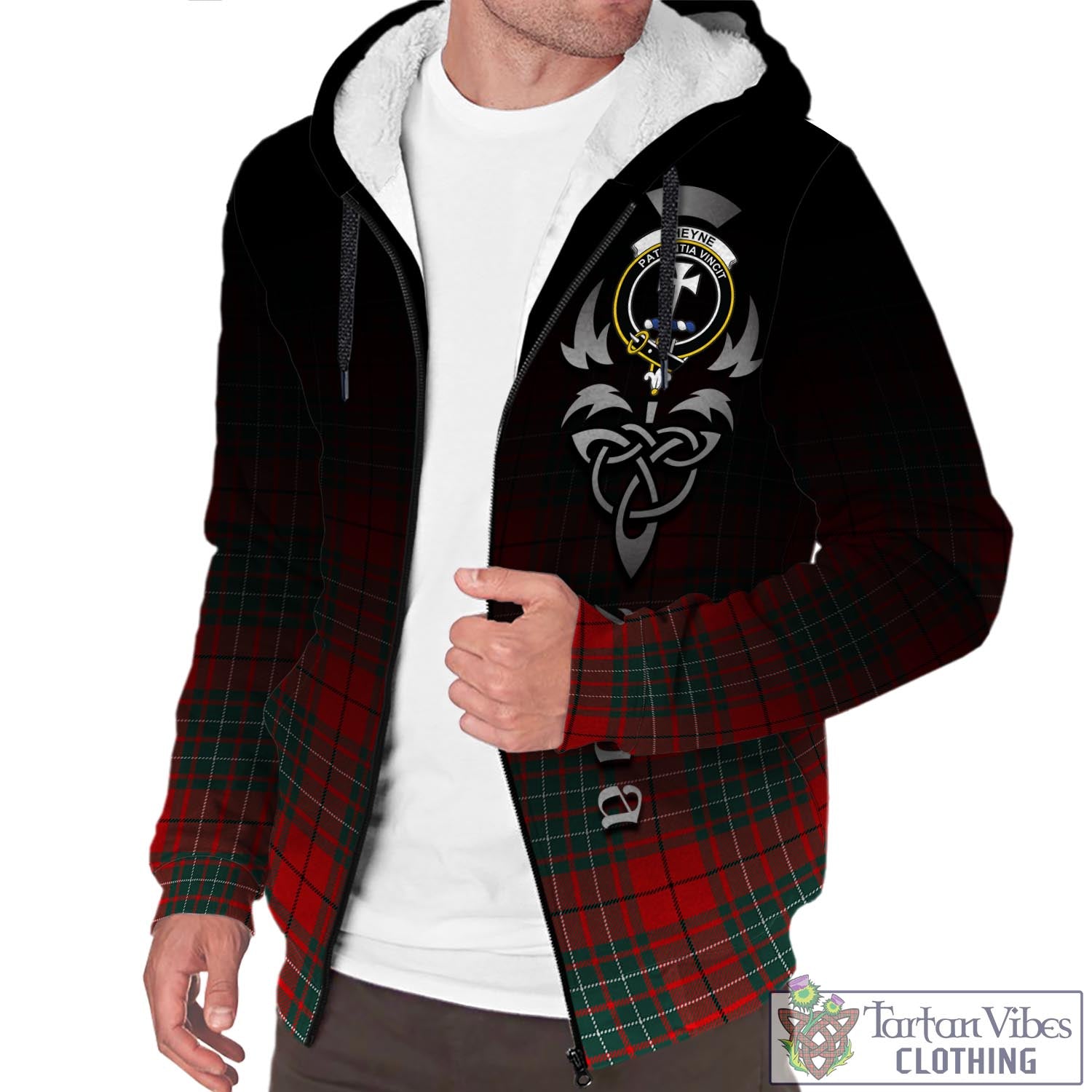 Cheyne Tartan Sherpa Hoodie Featuring Alba Gu Brath Family Crest Celtic Inspired Unisex - Tartan Vibes Clothing