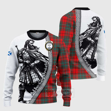 Cheyne Tartan Clan Crest Knitted Sweater with Highlander Warrior Celtic Style Unisex - Tartan Vibes Clothing
