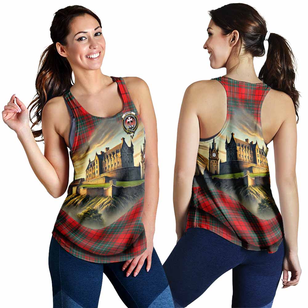 Cheyne Tartan Family Crest Women's Racerback Tanks with Scottish Ancient Castle Style 4XL - Tartan Vibes Clothing