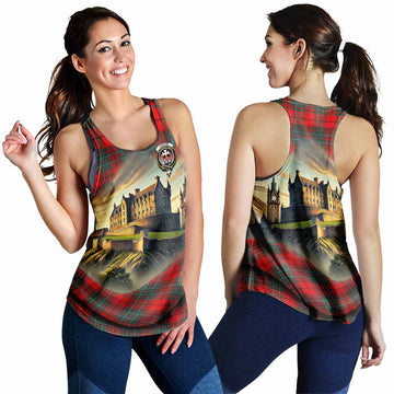 Cheyne Tartan Family Crest Women's Racerback Tanks with Scottish Ancient Castle Style 4XL - Tartan Vibes Clothing