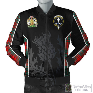Cheyne Tartan Bomber Jacket with Family Crest and Scottish Thistle Vibes Sport Style